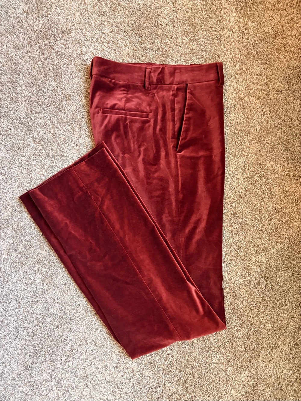 Banana Republic Women's Boot Cut Velvet Pants in Deep Red
